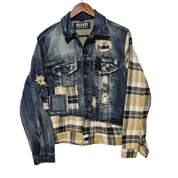 Another Hype Piece Other - AHP Another Hype Piece Jean Flannel Jacket Mens Sz S NWOT Streetwear Y2K Hip Hop